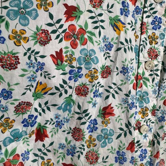 Liberty Arts Fabric J.Crew Top Women 2 Floral Cotton Preppy Button Up Blouse - Picture 6 of 8